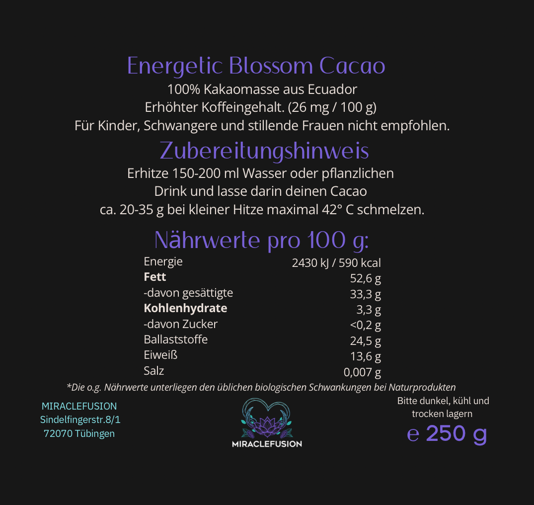 MIRACLEFUSION Energetic Blossom Ceremony Cacao (250g)